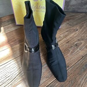 Brighton Black Stretch with Leather Trim Booties